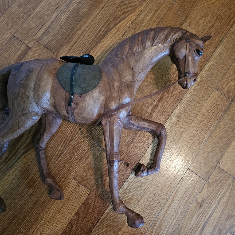 Handcrafted Leather Horse Sculpture